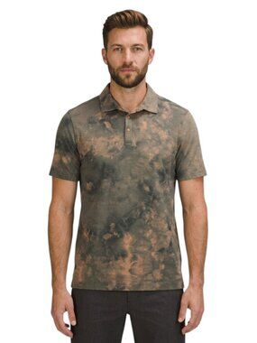 Lululemon Evolution Polo Shirt Tie Dye Orange Gray Short Sleeve L